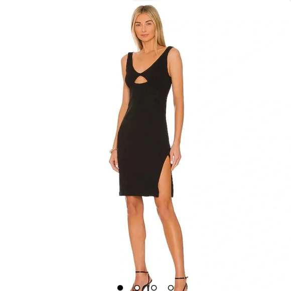 BB Dakota Dresses & Skirts - BB Dakota Body Talk Black Ribbed Peekaboo Cutout Mini Dress L NWOT